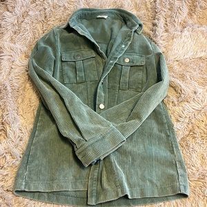 Sage green corduroy button stop